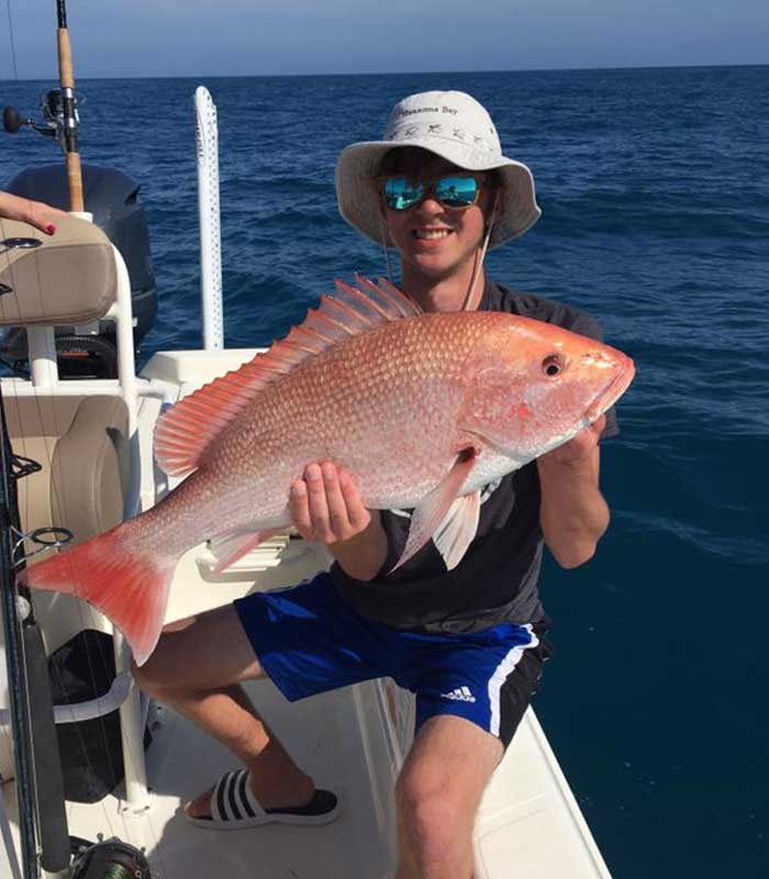 Boy Caught Red Snapper at the Cocoa Beach Red Snapper Fishing Charter