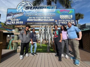 Cocoa Beach January fishing report showing a successful deep sea fishing trip with kingfish caught at Port Canaveral