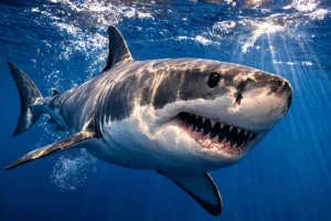 Great white shark spotted offshore Cocoa Beach during deep sea fishing charter